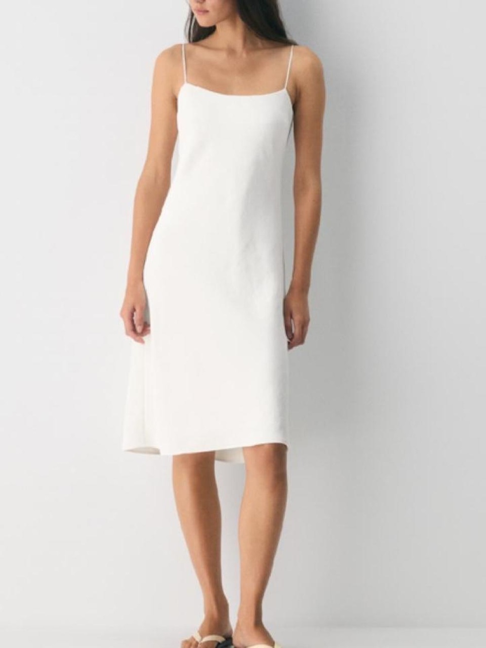 Aritzia Clean White Spaghetti-Strap Midi Dress